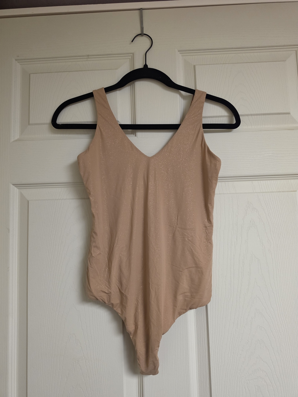 aerie Nude Shimmery V-Neck Bodysuit